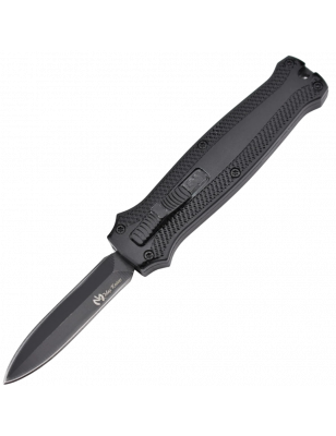 Petit couteau OTF automatique en aluminium anodisé noir - Lame à doubl