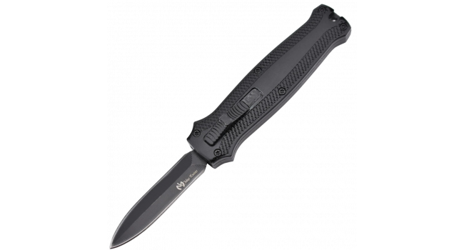 MAXKNIVES - MKO31DE - Petit couteau OTF automatique aluminium anodise noir lame double tranchant