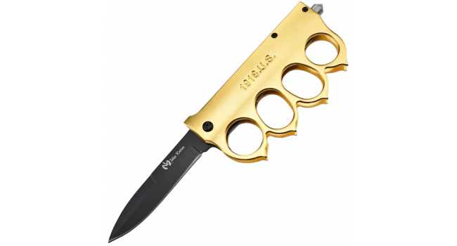 MAXKNIVES - MK156 - Couteau a ouverture assistée poing américain US1918 aluminium doré