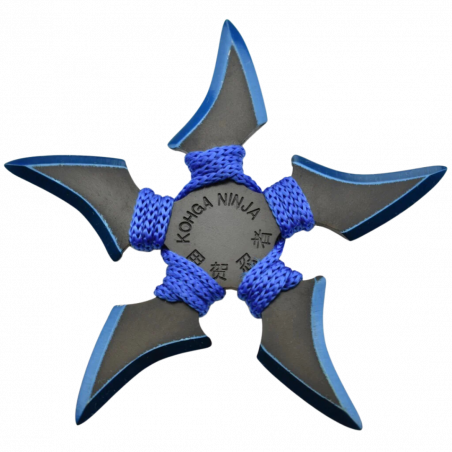 Shuriken à 5 Branches en Acier Inoxydable 420 - Titane Bleu