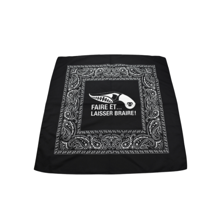 Max Knives FPBN — Black bandana, 55 x 55 cm paisley and karambit print