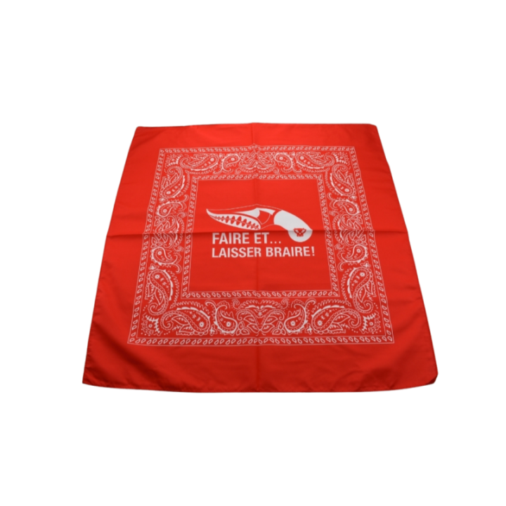 Max Knives FPBR — Red bandana, 55 x 55 cm with karambit and motto print
