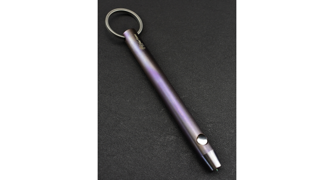 CUSTOM - Anodized titanium Kubotan with single-action automatic OTF pick