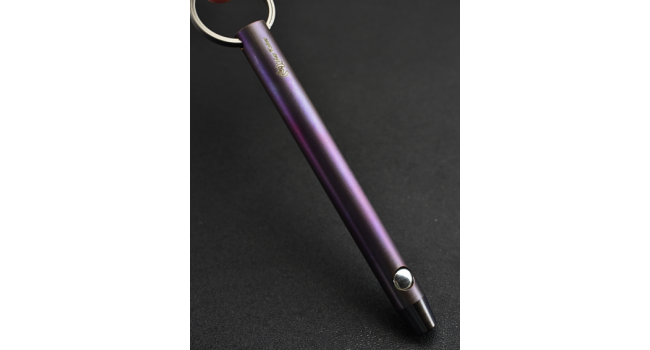 CUSTOM - Anodized titanium Kubotan with single-action automatic OTF pick