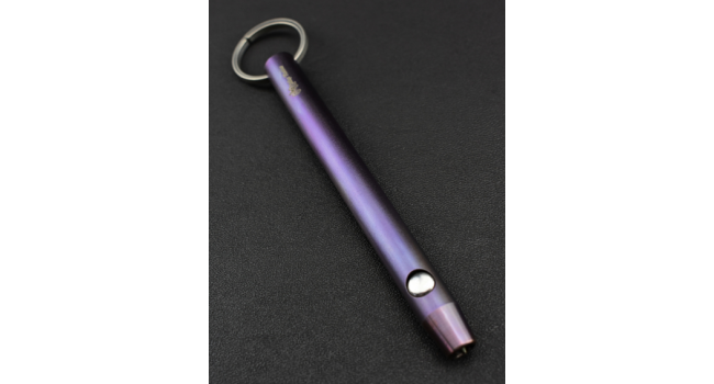 CUSTOM - Anodized titanium Kubotan with single-action automatic OTF pick