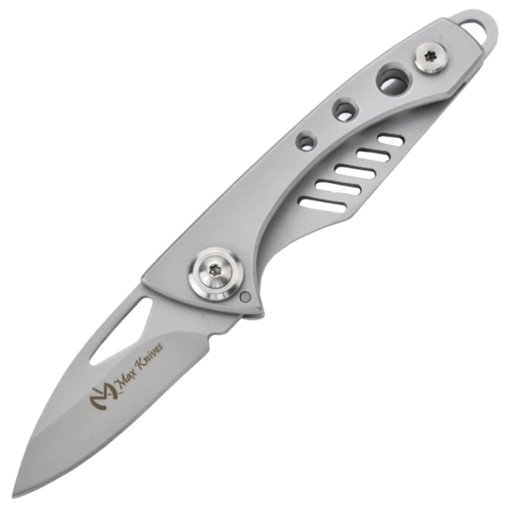 Max Knives 14688G — Couteau pliant rotatif Big Flip, tout acier 440C, finition silver