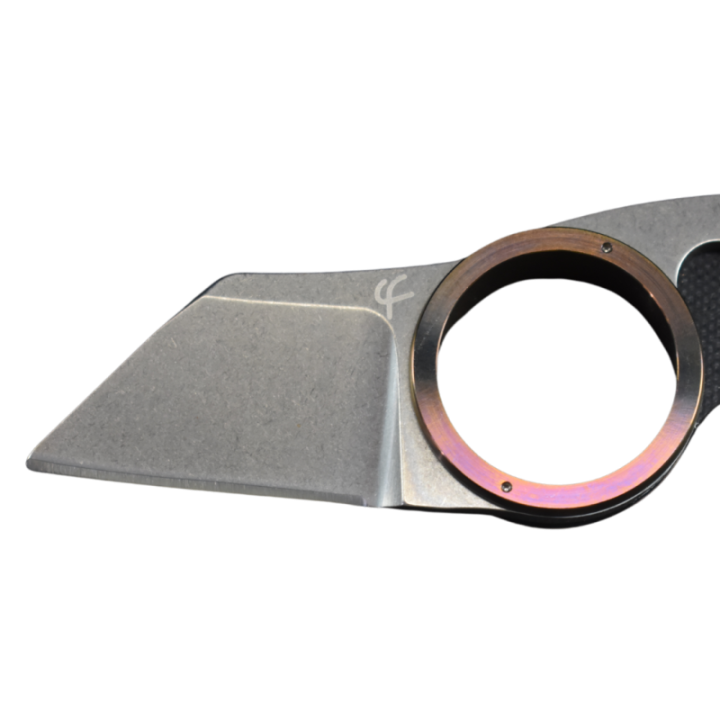 Max Knives FPGSPLTM — folding Shark Griffe, brown titanium ring — view 2