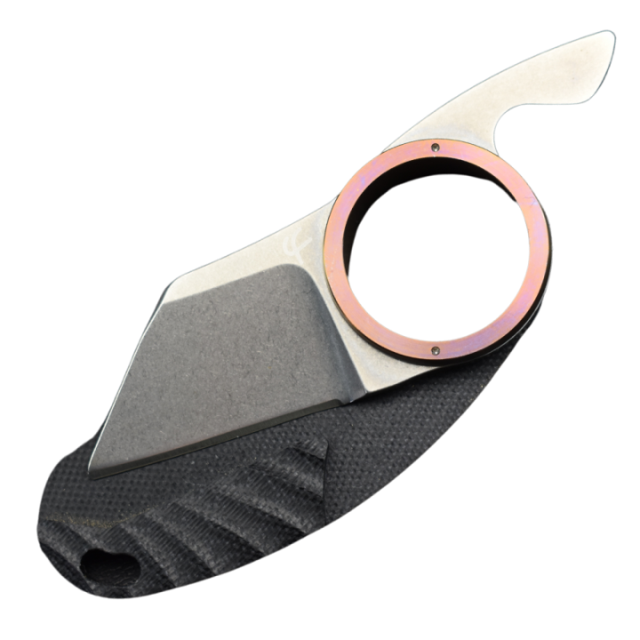 Max Knives FPGSPLTM — Griffe Shark pliante 440C, anneau titane marron — vue 3