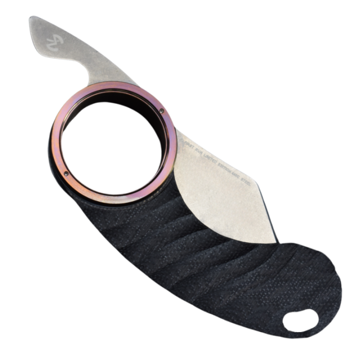 Max Knives FPGSPLTM — folding Shark Griffe, brown titanium ring — view 4