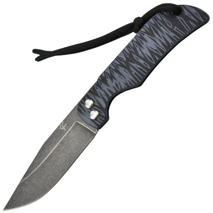 Max Knives FPPBG10G — Grey two-tone G10 handle, kydex sheath on a chain