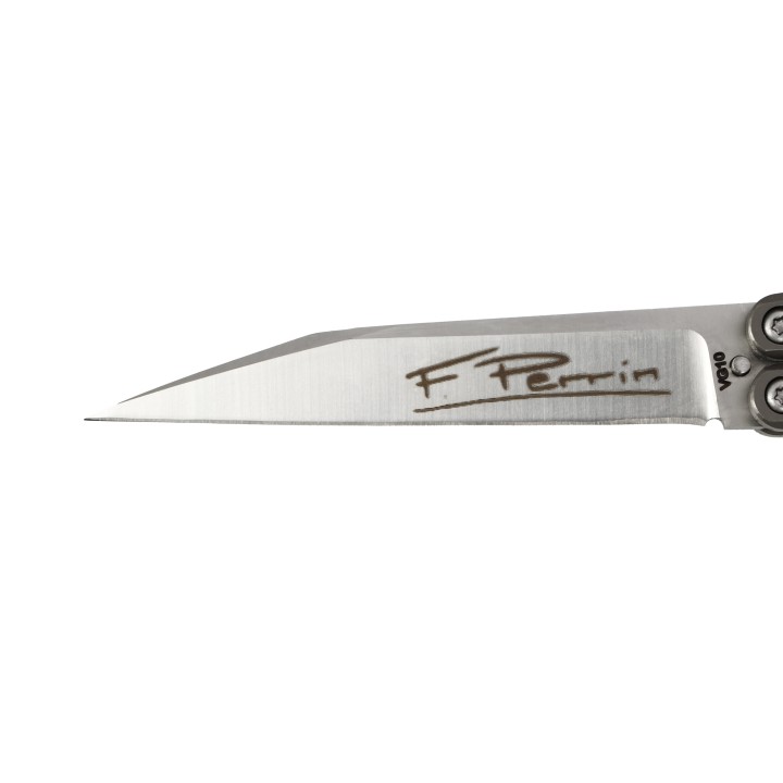 Max Knives FPBBL — Papillon Fred Perrin, micarta bleu