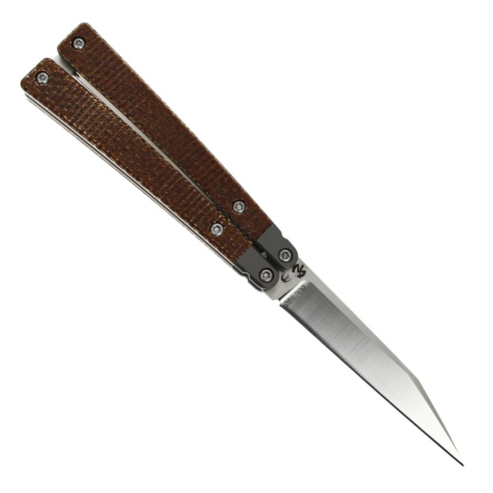 Max Knives FPBGY — Fred Perrin butterfly, brown micarta