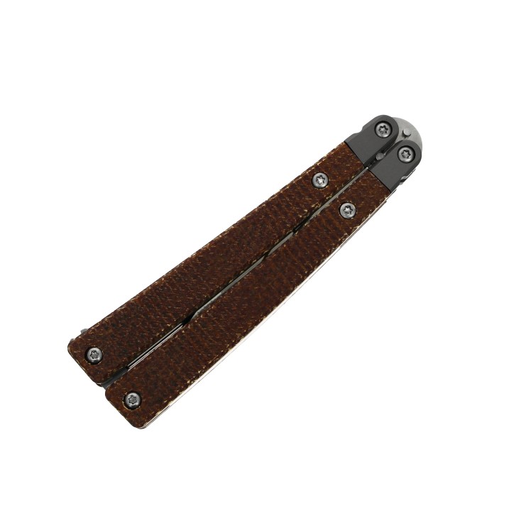 Max Knives FPBGY — Fred Perrin butterfly, brown micarta