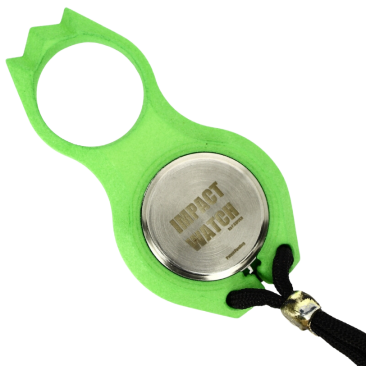 Max Knives IWV — Green polycarbonate Impact Watch, one-finger grip — view 2