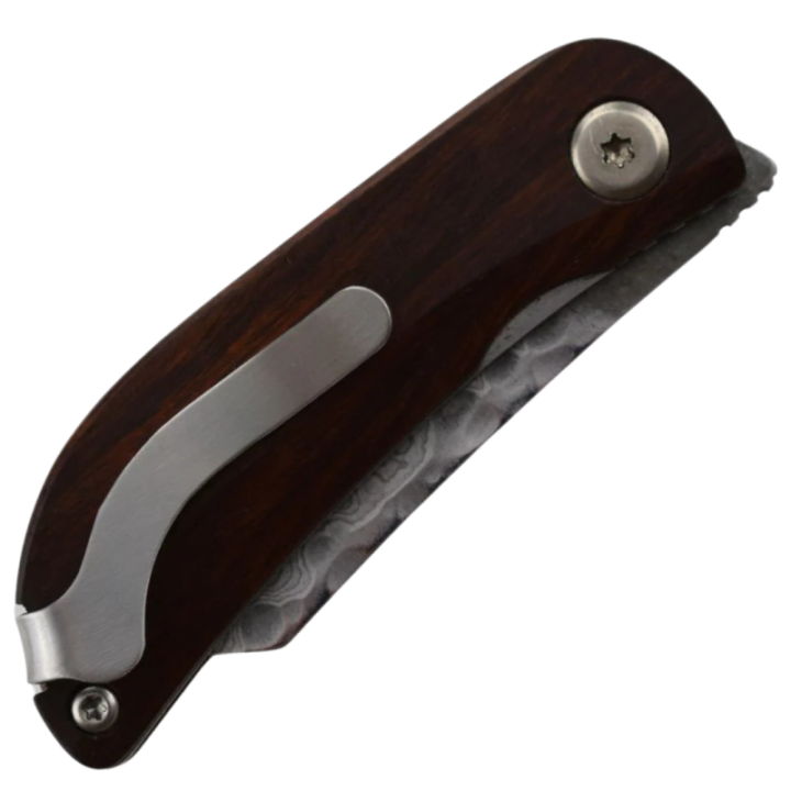 Mcusta MC214D — VG10 damascus folder, ironwood handle, liner lock — view 3