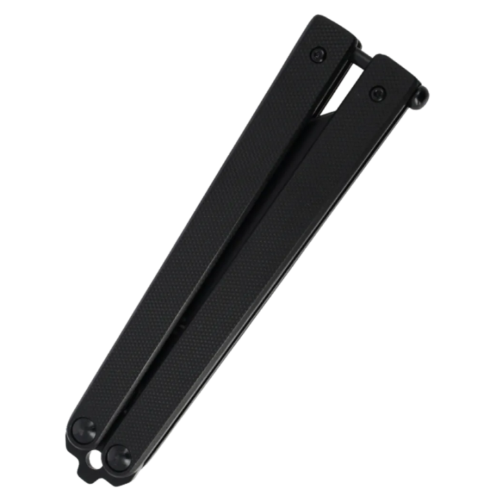 Max Knives Black-1 — All-black butterfly knife, straight back — view 2