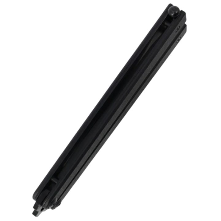 Max Knives Black-1 — All-black butterfly knife, straight back — view 3