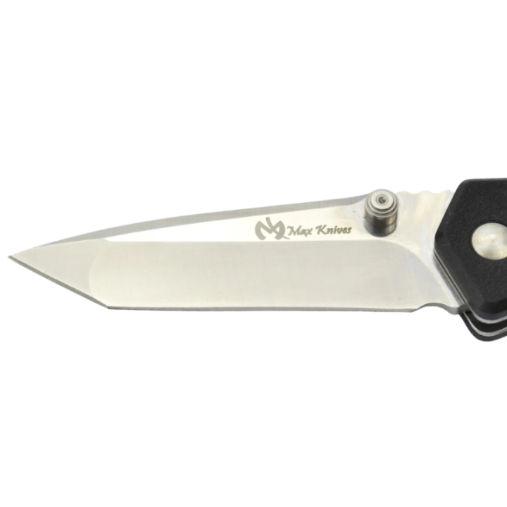 Max Knives MK116B — 12C27 tanto folder, skeletonised black handle — view 2