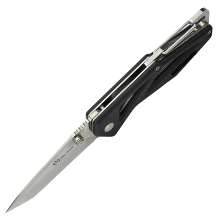 Max Knives MK116B — 12C27 tanto folder, skeletonised black handle — view 4