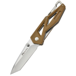 Max Knives MK116D — 12C27 tanto folder in desert tan finish, 63 g