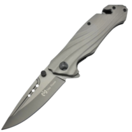 Max Knives MK140 — Folding Knife, 3Cr13 Blade, Stainless Handle, Nylon Sheath