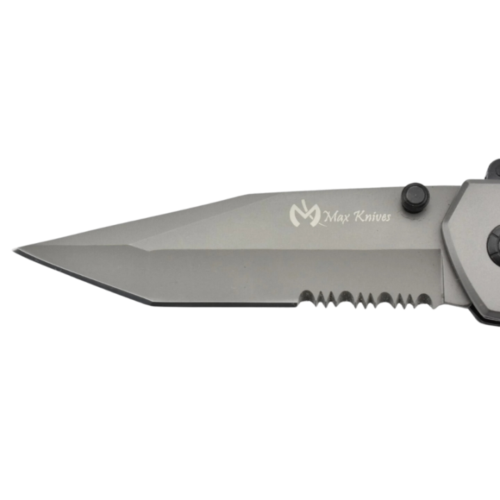 Max Knives MK143 — Partially Serrated Tanto Folder, Stainless Handle — view 2
