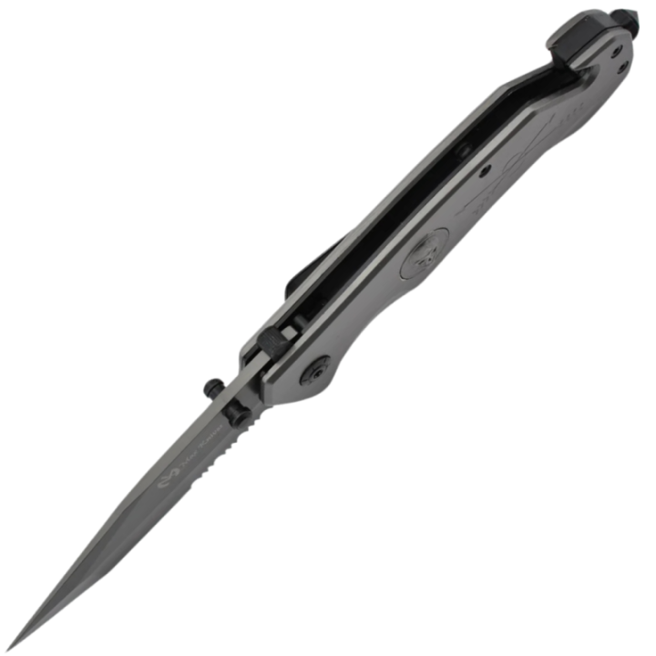 Max Knives MK143 — Couteau pliant tanto semi-dentelé, manche acier inox — vue 3
