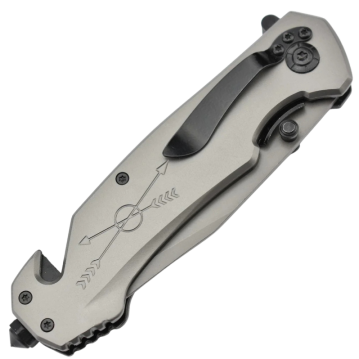 Max Knives MK143 — Partially Serrated Tanto Folder, Stainless Handle — view 4