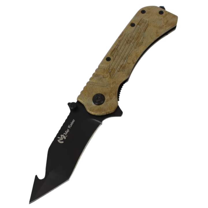 Max Knives MK163 — Pliant tanto assisté, coupe-ceinture et brise-vitre