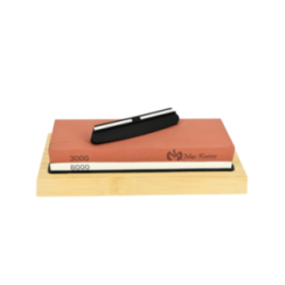 Max Knives MK1706 — Pierre à aiguiser corindon 3000/8000 sur socle bambou