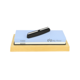 Max Knives MK1707 — Pierre à aiguiser corindon 1000/6000 sur socle bambou