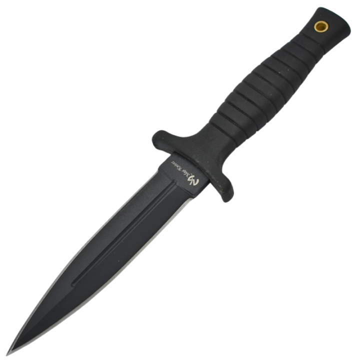 Max Knives MK502 — Dague 230 mm, acier 440C finition noire, manche caoutchouc