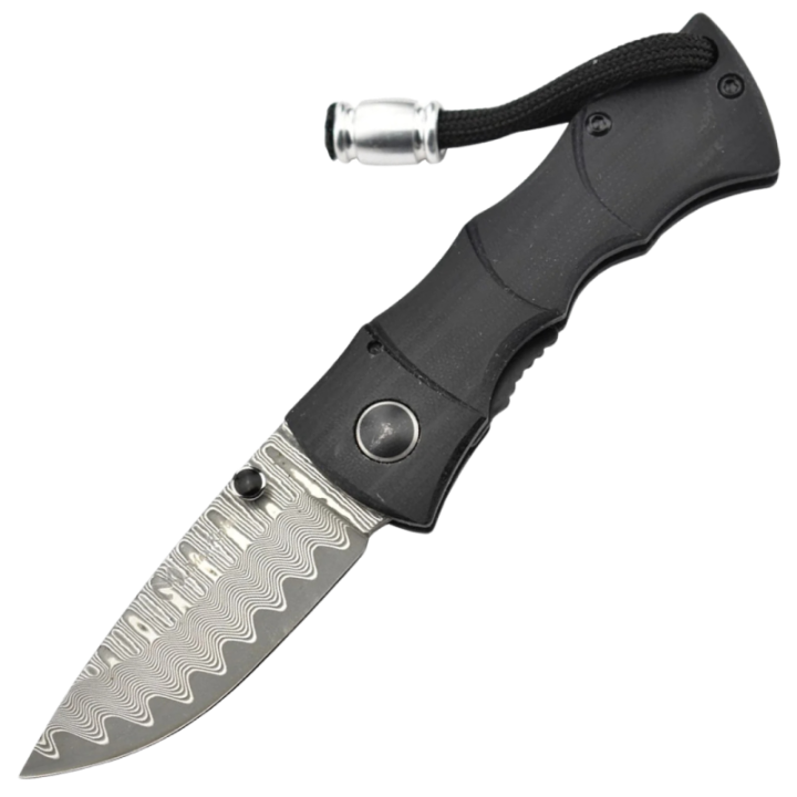 Max Knives MKBAMBKD — Damascus Folding Knife, Black G10 Handle