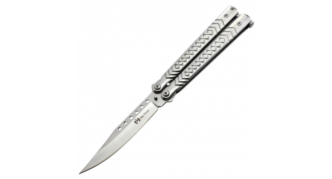 MAXKNIVES - P54S - Couteau papillon lame acier 3CR13 manche acier