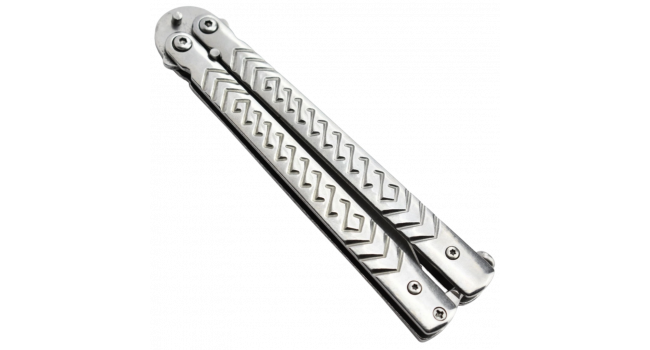 MAXKNIVES - P54S - Couteau papillon lame acier 3CR13 manche acier