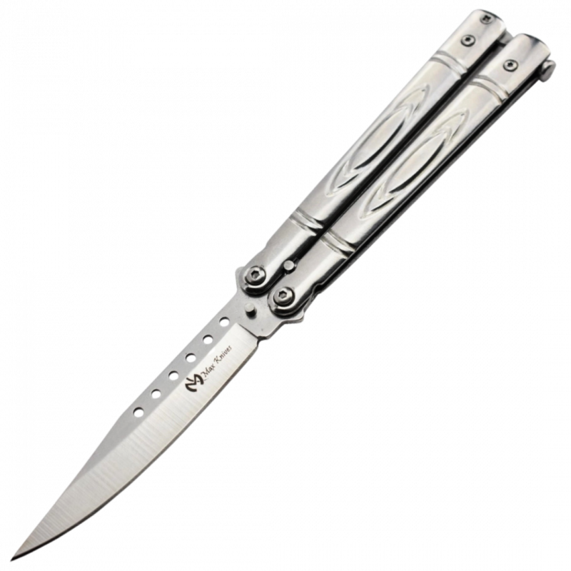 MAXKNIVES - P55S - Couteau papillon lame acier 3CR13 manche acier