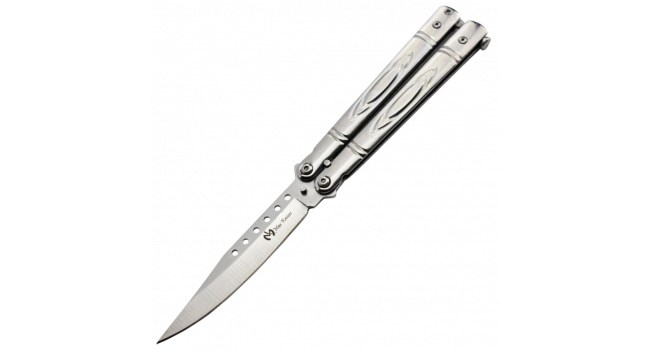 MAXKNIVES - P55S - Couteau papillon lame acier 3CR13 manche acier