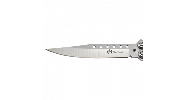 MAXKNIVES - P55S - Couteau papillon lame acier 3CR13 manche acier