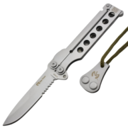 Max Knives DS3 — Couteau papillon 440C denté signé Alain Descy