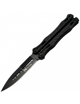 MAXKNIVES - P48 - Couteau papillon lame acier 3CR13 manche aluminium anodise noir