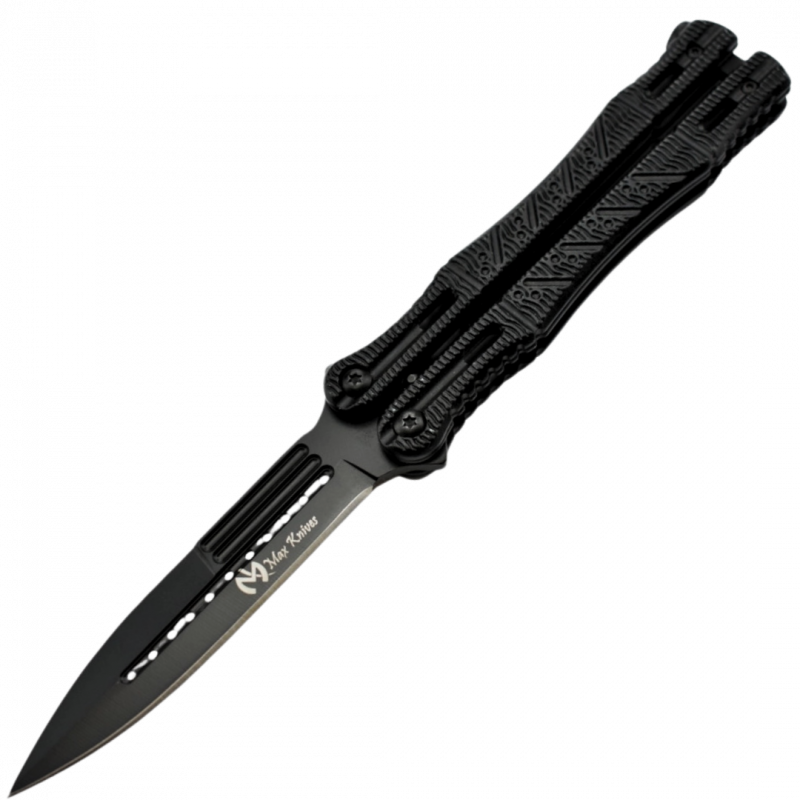 MAXKNIVES - P48 - Couteau papillon lame acier 3CR13 manche aluminium anodise noir