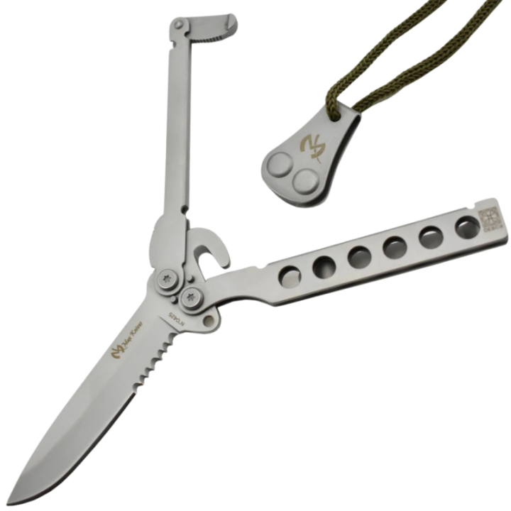 Max Knives DS3 — Alain Descy 440C butterfly knife, partly serrated — view 4