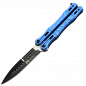 MAXKNIVES - P45 - Couteau papillon lame acier 3CR13 manche aluminium anodise bleu