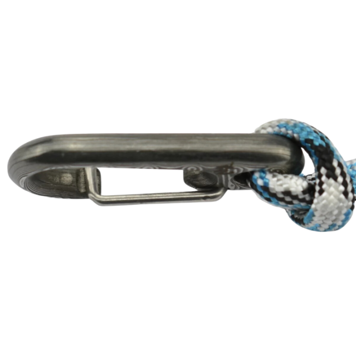 Max Knives MKMD — Damascus steel carabiner, 35 mm, one-off pattern — view 3
