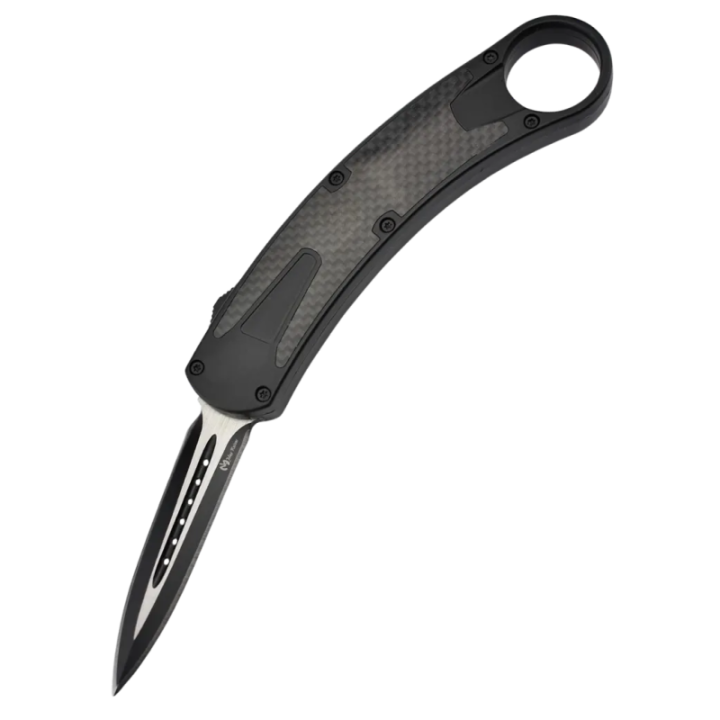 Max Knives MKO12B1 — Karambit automatique OTF noir, double tranchant