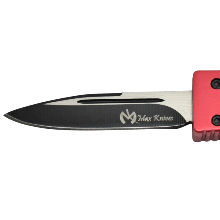 Max Knives MKO30R — Couteau automatique OTF compact, aluminium anodisé rouge — vue 2