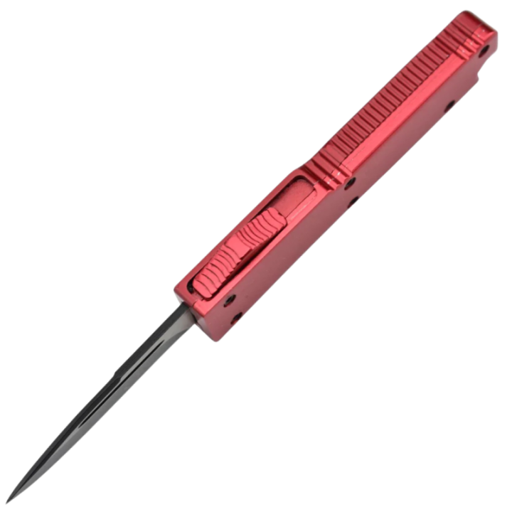 Max Knives MKO30R — Couteau automatique OTF compact, aluminium anodisé rouge — vue 3