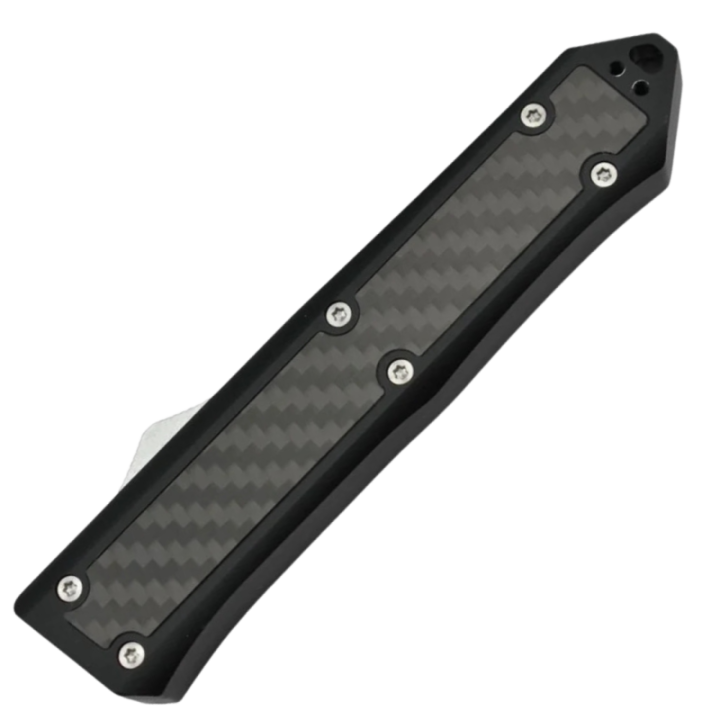 Max Knives MKO49 — Couteau automatique OTF, lame D2 tanto, insert carbone — vue 3