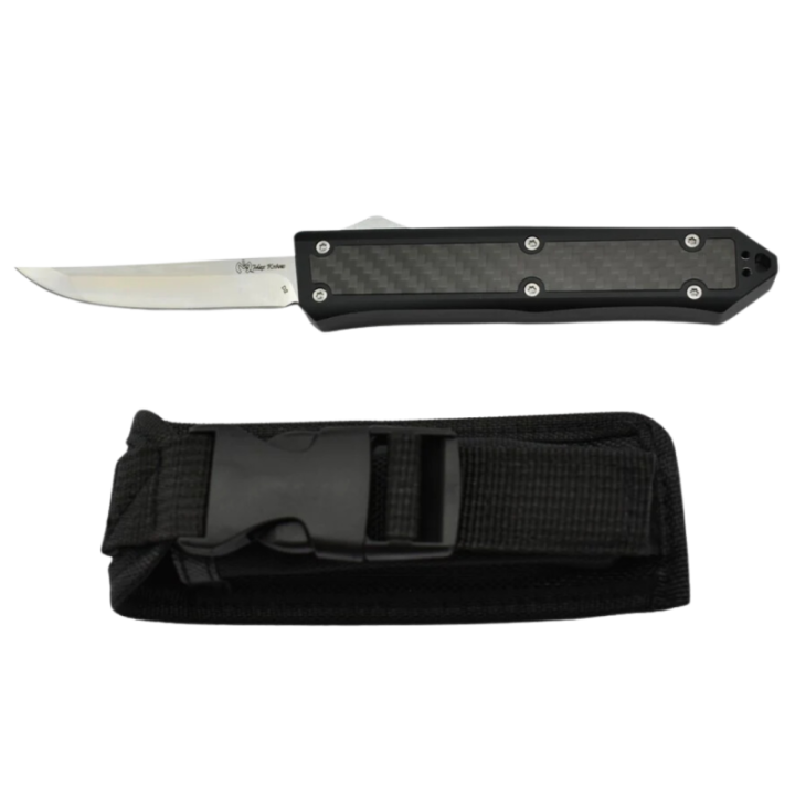 Max Knives MKO49 — Couteau automatique OTF, lame D2 tanto, insert carbone — vue 4