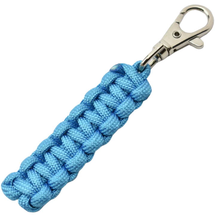 Max Knives MKPCBC — Braided paracord keyring, light blue, 10 mm carabiner